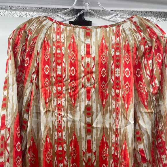 Jones New York Womens Print Top Long Sleeve Tie Neck Multicolor Size Small - Picture 6 of 9